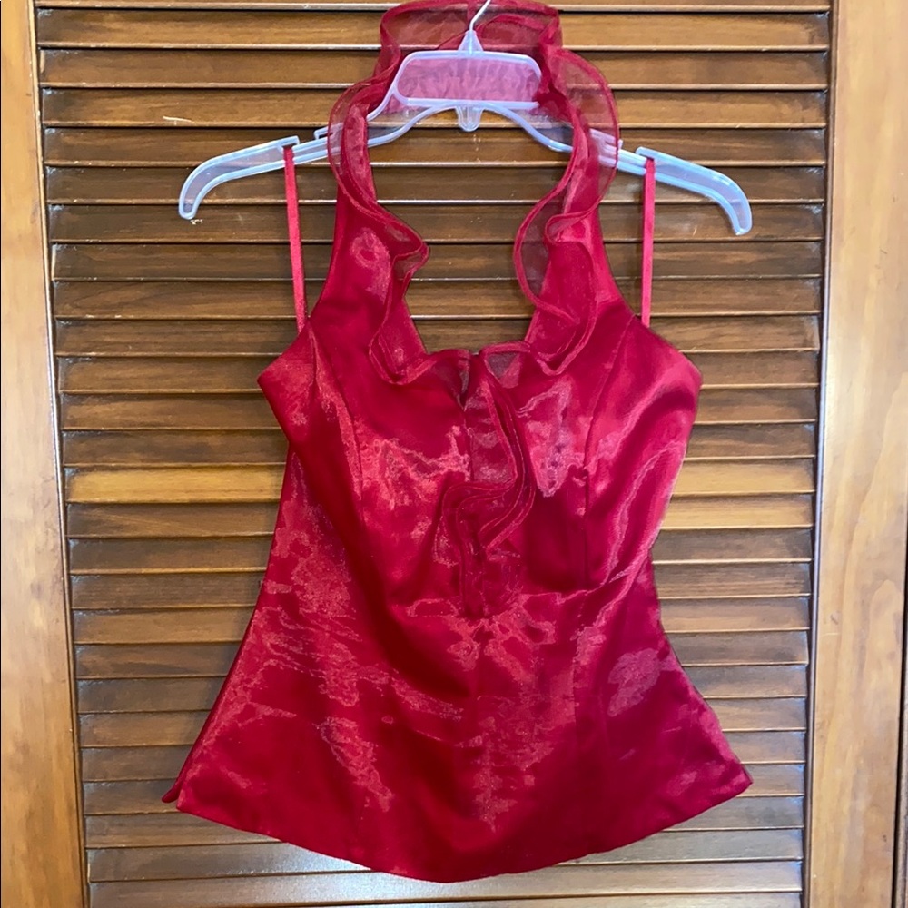 Elegant Red Ruffle Top